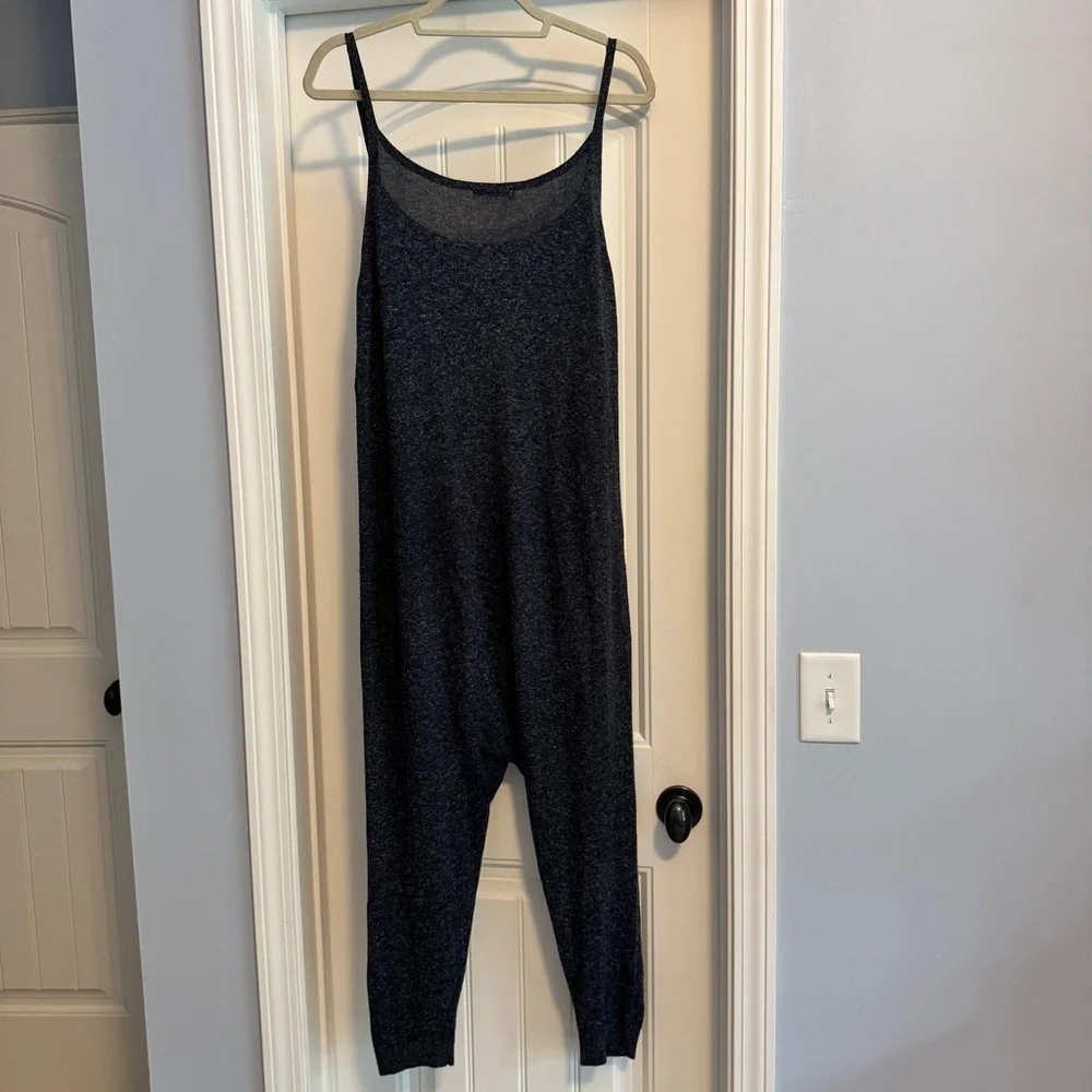Zara Knit Medium Heather Blue Harem Jumpsuit ~ Sleeveless Casual Lounge